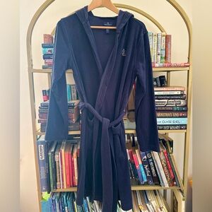 Lauren Ralph Lauren Essentials Navy Blue Hooded Terry Bathrobe 🛁💙